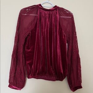 Free People Burgundy Velvet Women's Top